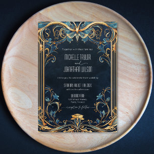 Vintage Art Nouveau Floral Frame Alfonse Mucha Invitation