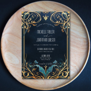 Vintage Art Nouveau Floral Frame Alfonse Mucha Invitation