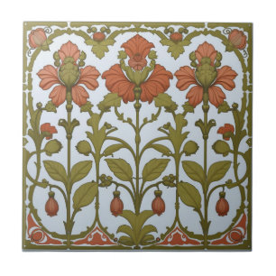 Vintage Art Nouveau Floral Frieze Tile