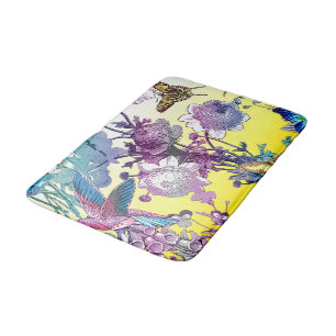 Vintage Art Nouveau Floral Garden Bath Mat