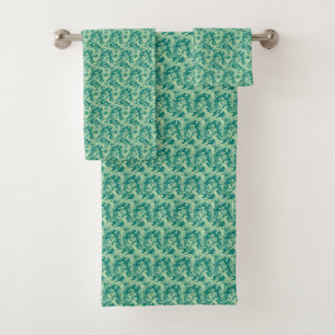 Vintage Art Nouveau Floral Garden Bath Towel Set