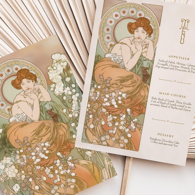Vintage Art Nouveau Floral Goddess Menu Card (Creator Uploaded)