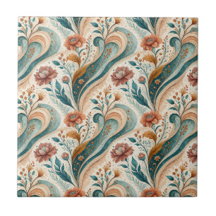 Vintage Art Nouveau Floral Mural Art Pattern Tile