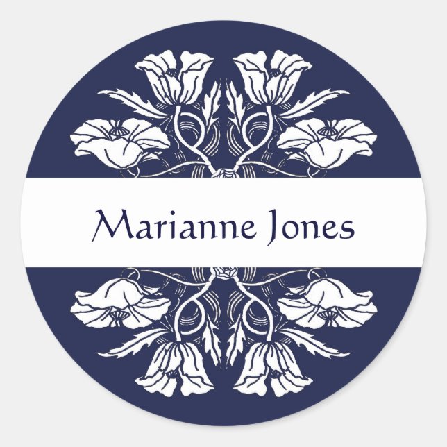 Vintage Art Nouveau Floral Name Label (Front)