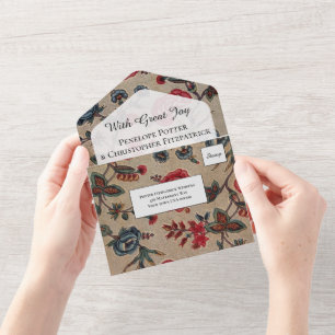 Vintage Art Nouveau Floral Pattern Wedding All In  All In One Invitation