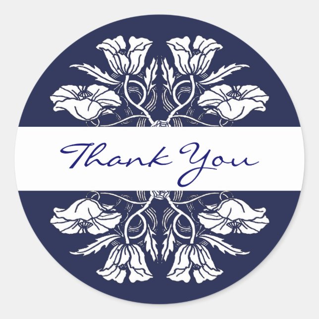 Vintage Art Nouveau Floral Thank You Sticker (Front)