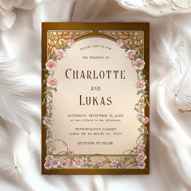 Vintage Art Nouveau Floral Wedding Invitation (Creator Uploaded)