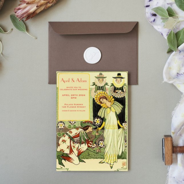 Vintage Art Nouveau Floral Wedding Invitation  (Creator Uploaded)