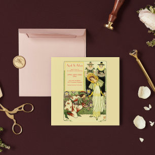 Vintage Art Nouveau Floral Wedding Invitation