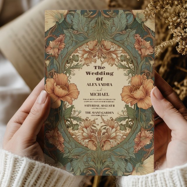 Vintage Art Nouveau Floral Wedding Invitation (Creator Uploaded)