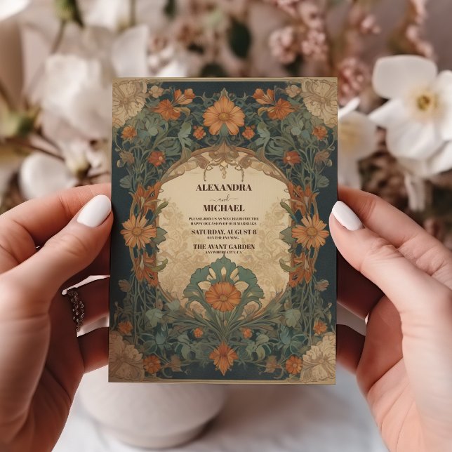 Vintage Art Nouveau Floral Wedding Invitation (Creator Uploaded)
