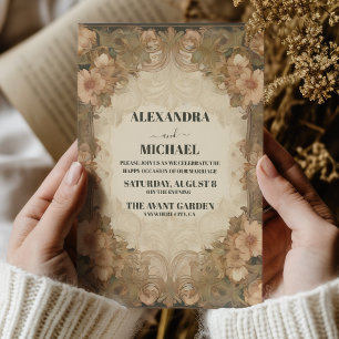 Vintage Art Nouveau Floral Wedding Invitation