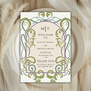 Vintage Art Nouveau Floral Wedding Program Invitation