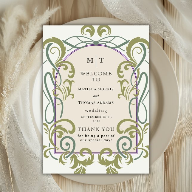 Vintage Art Nouveau Floral Wedding Program Invitation (Creator Uploaded)