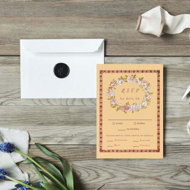 Vintage Art Nouveau Floral Wedding RSVP Card (Creator Uploaded)