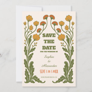 Vintage Art Nouveau Floral Wedding Save The Date