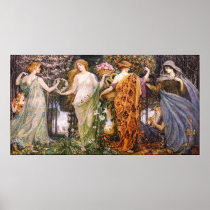 Vintage Art Nouveau Four Seasons by Walter Crane Poster