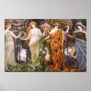 Vintage Art Nouveau Four Seasons by Walter Crane Poster