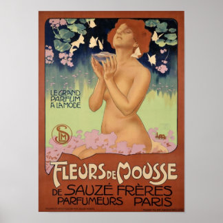 Vintage Art-Nouveau France Paris Perfume Ad Poster