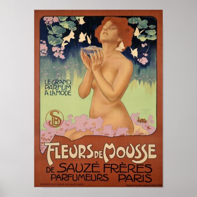 Vintage Art-Nouveau France Paris Perfume Ad Poster (Front)