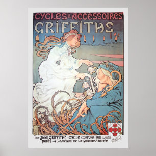 Vintage Art Nouveau French Bicycle Ad Poster