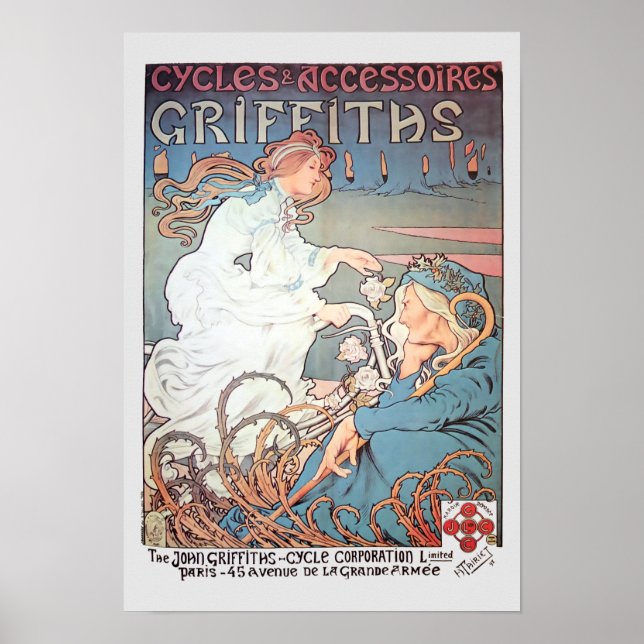 Vintage Art Nouveau French Bicycle Ad Poster (Front)