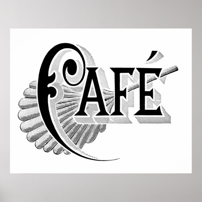 Vintage Art Nouveau French Chic Cafe Logo Poster (Front)
