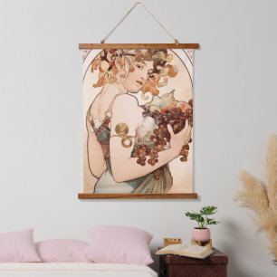 Vintage Art Nouveau Fruit by Alphonse Mucha  Hanging Tapestry