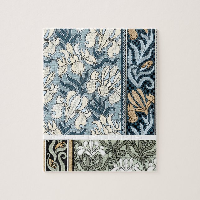 Vintage Art Nouveau, Garden Iris Flowers Jigsaw Puzzle (Vertical)