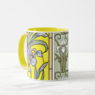 Vintage Art Nouveau, Garden Iris Flowers Mug