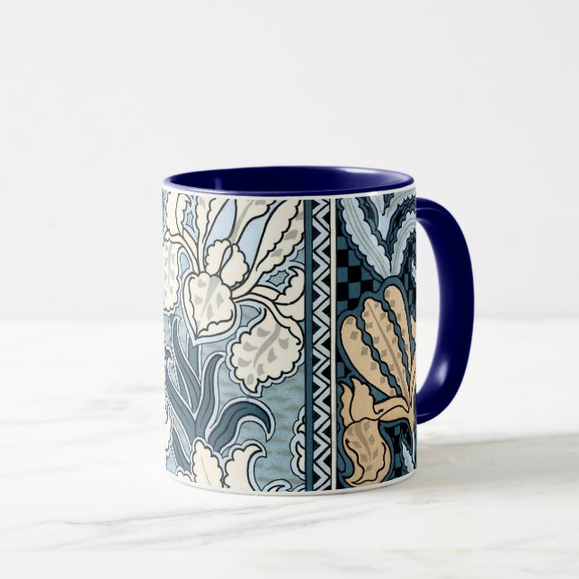 Vintage Art Nouveau, Garden Iris Flowers Mug (Front Right)