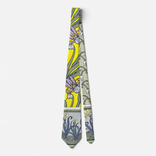 Vintage Art Nouveau, Garden Iris Flowers Tie (Front)