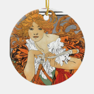 Vintage Art Nouveau Girl Ceramic Tree Decoration
