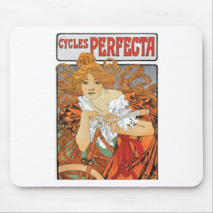 Vintage Art Nouveau Girl Cyclist Mouse Mat