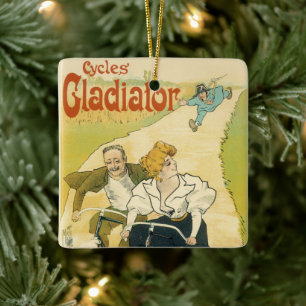 Vintage Art Nouveau, Gladiator Cycles Bicycles  Ceramic Ornament