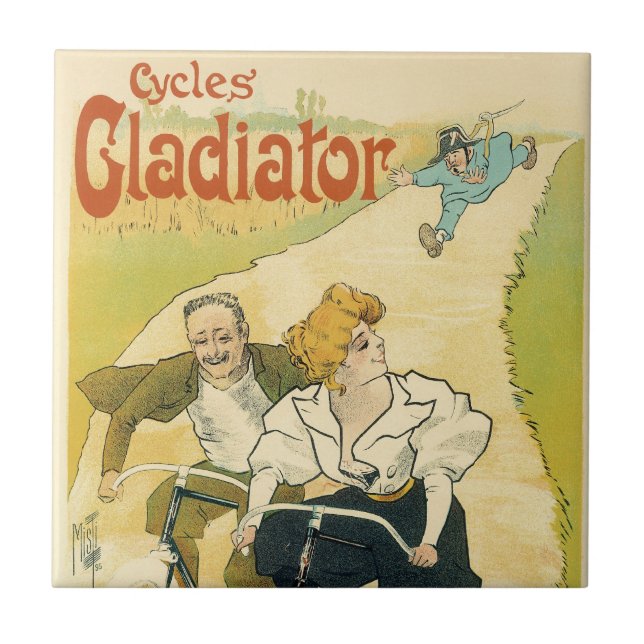 Vintage Art Nouveau, Gladiator Cycles Bicycles  Tile (Front)