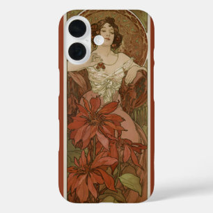 Vintage Art Nouveau Goddess in Ruby Tones iPhone 16 Case