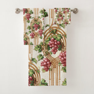 Vintage Art Nouveau Grapevines Bath Towel Set