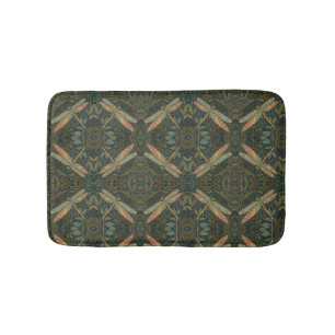 Vintage art nouveau green gold Dragonfly Bath Mat
