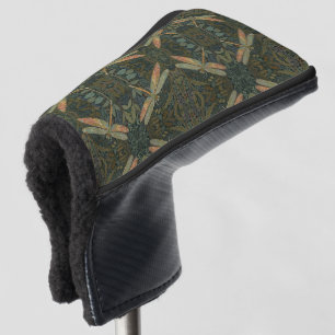 Vintage art nouveau green gold Dragonfly Golf Head Cover