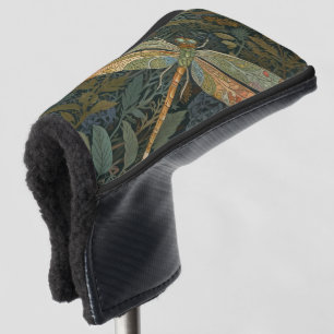 Vintage art nouveau green gold Dragonfly Golf Head Cover