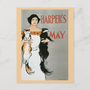 Vintage art nouveau Harper's magazine May Postcard