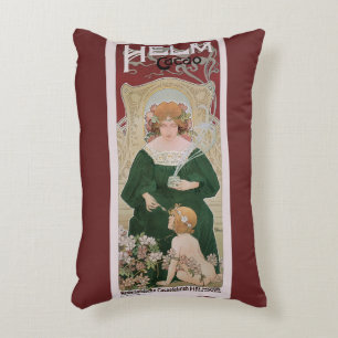 Vintage Art Nouveau Helm Cacao by Privat Livemont Decorative Cushion