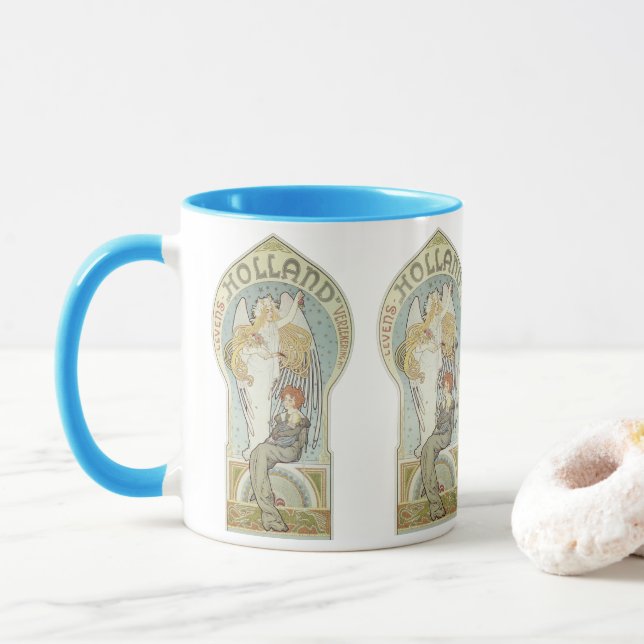 Vintage Art Nouveau, Holland Levensverzekering Mug (With Donut)