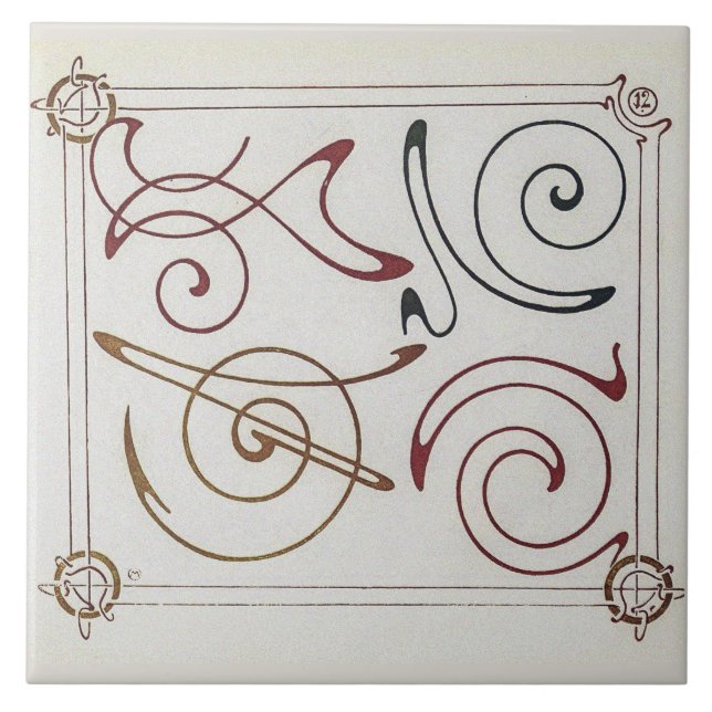 Vintage Art Nouveau Illustration by Alphonse Mucha Tile (Front)