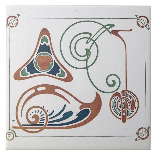 Vintage Art Nouveau Illustration by Alphonse Mucha Tile (Front)