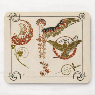 Vintage Art Nouveau Illustration by Mucha Mouse Mat