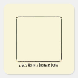 Vintage Art Nouveau Inspired Cream & Green Cat Square Sticker