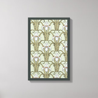 Vintage Art Nouveau Iris Flowers in a Garden Canvas Print