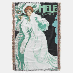Vintage Art Nouveau, Italian Fashion, Fancy Women Throw Blanket